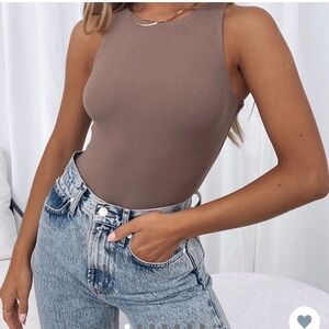 White Fox Boutique Brown Bodysuit Playing To Win Women’s Size Large